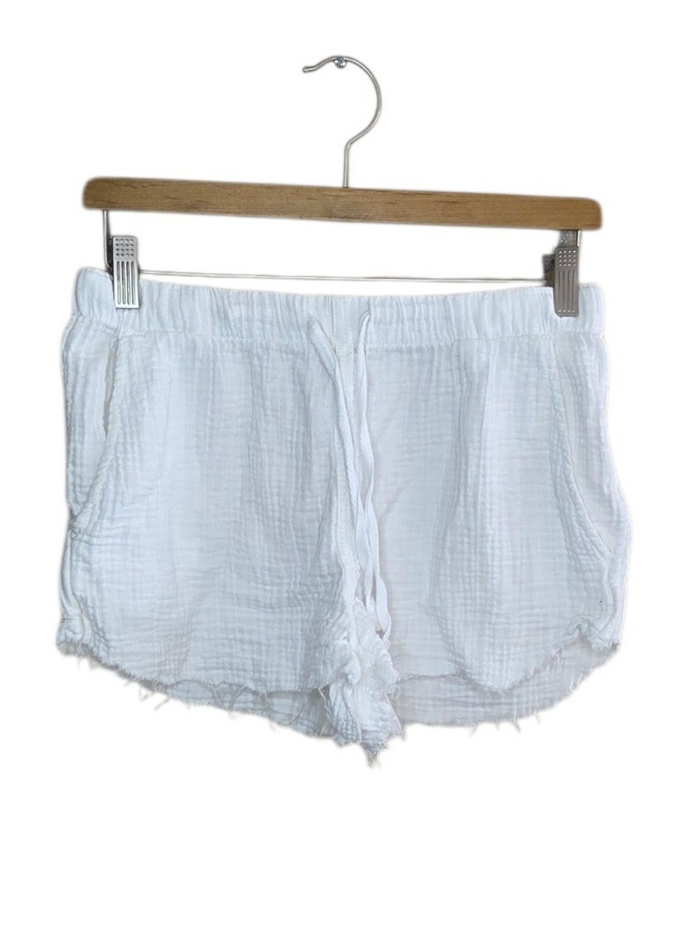 Stars Above White Gauze Frayed Hem Lounge Shorts Size Small 100% Cotton